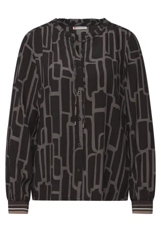 Street One - Gemusterte Tunika mit Tape darkest brown - Gr. - 34