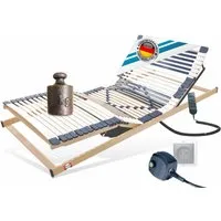 Lattenrost mit Motor elektrisch, Buchenholz bis 350 Kg,Tragkraft LIEFERUNG bis SCHLAFZIMMER, Matratzen Perfekt, Kopfteil motorisch verstellbar, Fußteil motorisch verstellbar, Notabsenkung & Netzfreischaltung, Größen 90x200cm, 100x200cm, 140x200cm, 12