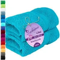 Lashuma Handtücher Linz, Frottee (2-St), Handtücher Set 50x100 cm blau