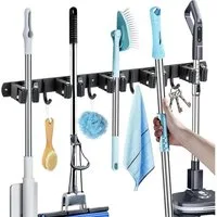 TUWENA Wandhaken Besenhalterung Wand mit 5 Halter und 4 Haken für Zuhause