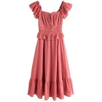 Next Strandkleid Kleid mit eckigem Ausschnitt und Flatterärmeln (1-tlg)