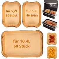 SURFOU Backpapier für Heißluftfritteuse Airfryer Ninja Foodi Flexdrawer/AF500eu 180 St., Lebensmittelsicher,Antihaft, Fettabweisend, Wasserfest, Hitzebeständig