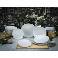 CreaTable Teller-Set Square Weiss (18-tlg), 6 Personen, Porzellan, Teller Set, quadratische Form mit abgerundeten Ecken