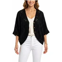 dy_mode Cardigan Damen Häkel Cardigan Kurze Sommerjacke Häkeloberteil Sommerjacke in Unifarben, mit Fledermaus-Ärmeln