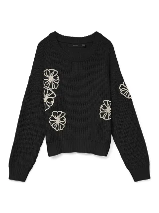 VERO MODA - VMLAURA LS O-NECK PULLOVER BOO Black - Gr. - L