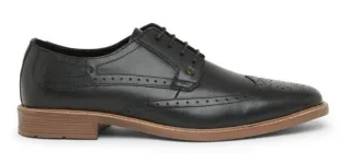 Lambretta Stockton Leder Herren schwarze Schnürschuhe