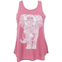 Guru-Shop T-Shirt Tanktop mit Elefant Retrodruck, Yogatop - malve Festival, Ethno Style, Hippie, alternative Bekleidung