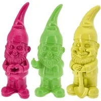 CEPEWA Gartenzwerg XL Gartenzwerg 3er Set Polyresin pink gelb grün 13x40x12cm Figur