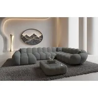 Sofa Dreams Wohnlandschaft Maleron XXL Polster Couch, 6-Sitzer, Stoff Sofa, Ottomane links, Strukturstoff in Dunkelgrau