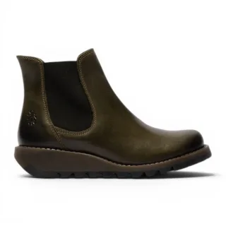 Fly London Damen Diesel Green Chelsea Leder-Knöchelstiefel – SALV195