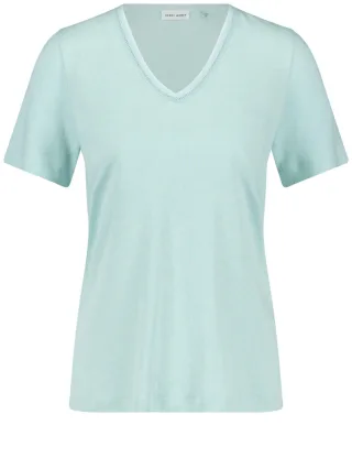 GERRY WEBER Collection - T-Shirt aus Viskkose-Leinen-Mischung blau - Gr. - 42