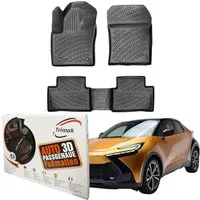 Trimak Passform-Fußmatten Oder Kofferraumwanne Oder Set kompatibel mit Toyota C-HR, Toyota C-HR ab 2024 Gummimatten Auto TPE Allwetter Fussmatten