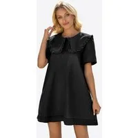 Imily Bela Minikleid Damen Fließende Babydoll Jeanskleider (Packung, 1-tlg., 1per-Pack) einfarbig