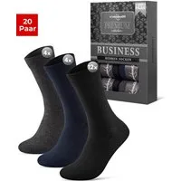 sockenkauf24 Businesssocken 10 Paar Herren Socken Premium Business Socken mit Komfortbund (20-Paar) atmungsaktive Baumwolle, ohne Naht, verpackt in einer edlen Box