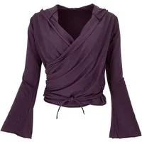 Guru-Shop Longsleeve Wickelshirt, Yogashirt, Langarmshirt mit.. alternative Bekleidung