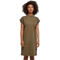 urbandreamz Jerseykleid Damen Kleid überschnittene Schultern Jersey Turn Up Ärmel