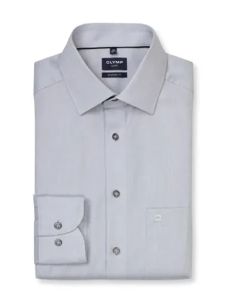 OLYMP - Modern Fit: Businesshemd grau/weiß - Gr. - 45