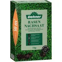 Dehner Rasensamen Rasen-Nachsaat Saatgut, schnell keimend, pflegeleicht, versch. Größen, 1 kg, trittfest, ideal zur Regeneration, hochwertige Mantelsaat