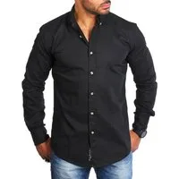 CARISMA Langarmhemd Herren Leinen Baumwoll Mix Casual Hemd 8529 Regular Button-Down-Kragen Langarm Uni