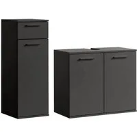 mokebo Badmöbel-Set Der Steuermann, (2-teilig), Made in Germany, Badezimmerschrank, Badschrank, Set in Anthrazit