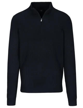COMMANDER Finest Clothing - Zip Troyer Pullover, 1/1 Arm dark navy - Gr. - 3XL