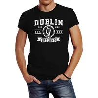 Neverless Print-Shirt Herren T-Shirt Dublin Irland Retro Design Aufdruck Print Schrift mit Print