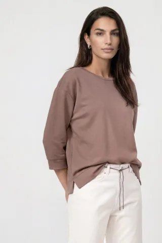 monari - Sweatshirt mit Schmuckknopf taupe - Gr. - 38