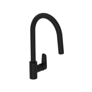 VitrA Flow Soft Einhebel-Spültischmischer Niederdruck Höhe 40 cm Schwarz Matt,A4344636EXP A4344636EXP