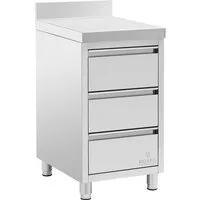 Royal Catering Vorratsschrank Edelstahl-Arbeitsschrank 50 x 60 cm 3 Schubladen Aufkantung