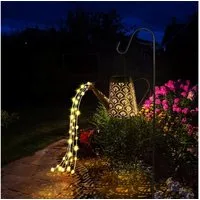 TUWENA LED Solarleuchte Solar Gießkanne Lichterkette, Wasserdicht Gartendeko Gießkannenlicht, Solarlampen mit Schäferhaken für Garten Hofweg Balkon Terrasse Deko