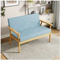 Dripex 2-Sitzer Stoffsofa Couch mit Holz Armlehnen Loungesofa, Teddysamt