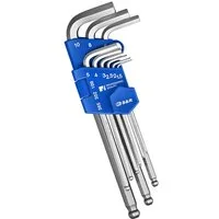 S&R Innensechskantschlüssel Winkelschlüssel Satz mit Kugelkopf, Sechskantschlüssel mit Clip (9-tlg, Metrisch 1,5, 2,0, 2,5, 3,0, 4,0, 5,0, 6,0, 8,0, 10,0), hochwertiger ChromVanadium Werkzeugstahl mit Chrom-Nickel-Beschichtung