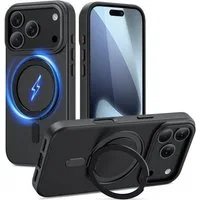 TECH PROTECT Handyhülle Elegante MagRing Case kompatibel mit iPhone 17 Pro – Mattschwarz 6,1 Zoll, Hülle mit 360°-Multifunktionsring und Magnetfunktion