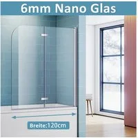SONNI Badewannenaufsatz Duschwand für Badewanne 2-teilig Duschwand Faltbar, Einscheibensicherheitsglas mit Nano Beschichtung, 120x140 cm, für Badezimmer, faltbar