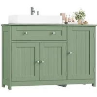 Homfa Waschbeckenunterschrank Unterschrank Badezimmerschrank mit 1 Schublade und 3 Türen, Breite 90 cm, freistehend