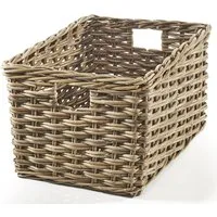 Kobolo Aufbewahrungskorb Regalkorb Rattan kubu mit Grifflöchern - Gr. L