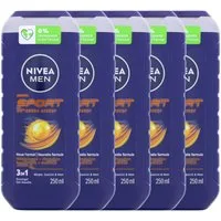 Nivea Duschgel 5 x NIVEA MEN Sport je 250ml Pflegedusche 3in1 Duschgel für Männer