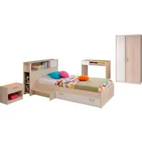 Parisot Jugendzimmer-Set Charly, (Set, 6-tlg., Schrank, Bett, Regal, Nachttisch, Schreibtisch)