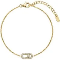 Suzan Gold Silberarmband Suzan Gold® 925 Sterling Silber Armband Damen Zirkonia Glieder Element