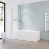 Schulte Badewannenfaltwand New Style 80 x 150 cm, Sicherheitsglas, (2 tlg), 2-teilig Klar Chromoptik mit Handtuchhalter