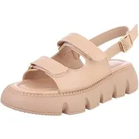Ital-Design Kunstleder Sandalen mit Klettverschluss für Damen Plateausandaletten (89372578) Keilabsatz/Wedge Keilsandaletten in Beige