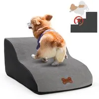 CALIYO Hunderampe Hundetreppe 3 Schichten Haustiertreppe Hundetreppe Katzentreppe, für Kleine Hunde Welpe Katzen aus Sofa Bett rutschfest