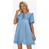 Imily Bela Minikleid Damen Fließende Babydoll Jeanskleider (Packung, 1-tlg., 1per-Pack) einfarbig