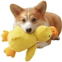 FLOCKI Pets™ Tierkuscheltier Quietschendes Hundespielzeug Ente – weiches Hundekuscheltier, niedliches Tierspielzeug, weiche Textur, mit Quietschen