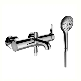 LAUFEN Wannenarmatur Aufputz PURE mit Zubehör Kunststoffschlauch 1500 mm und Handbrause MyTwin100 ch HF901760100600