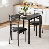 GarveeMore Essgruppe Ktichen Tisch mit 2 Stühlen für Küche & Esszimmer, Kompaktes Esszimmer-Set für kleine Räume(Tisch mit 2 Stühlen)