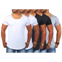 Young & Rich T-Shirt Herren Uni Basic rundhals Ausschnitt vintage Look Unterziehshirt 1702 Rundhalsauschnitt unifarben kurzarm slim fit