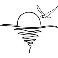 Jumpeak Wanddekoobjekt Sonnenaufgang Metall Wanddekoration,Möwe,Abstrakte Linien,Wasserwellen, Metall,4 Farben,3 Maße,Minimalismus,Ruhe,Strichkunst,Meer,Horizont