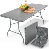 Arebos Klapptisch 182 cm, klappbar für Garten, Camping, Buffet, bis 150 kg, Einfach auf- und abzubauen – keine Werkzeuge nötig