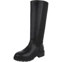 Ital-Design Modische Damen-Stiefel mit Blockabsatz und elastischen Einsätzen Plateaustiefel (90624850) Blockabsatz Stiefel in Schwarz
